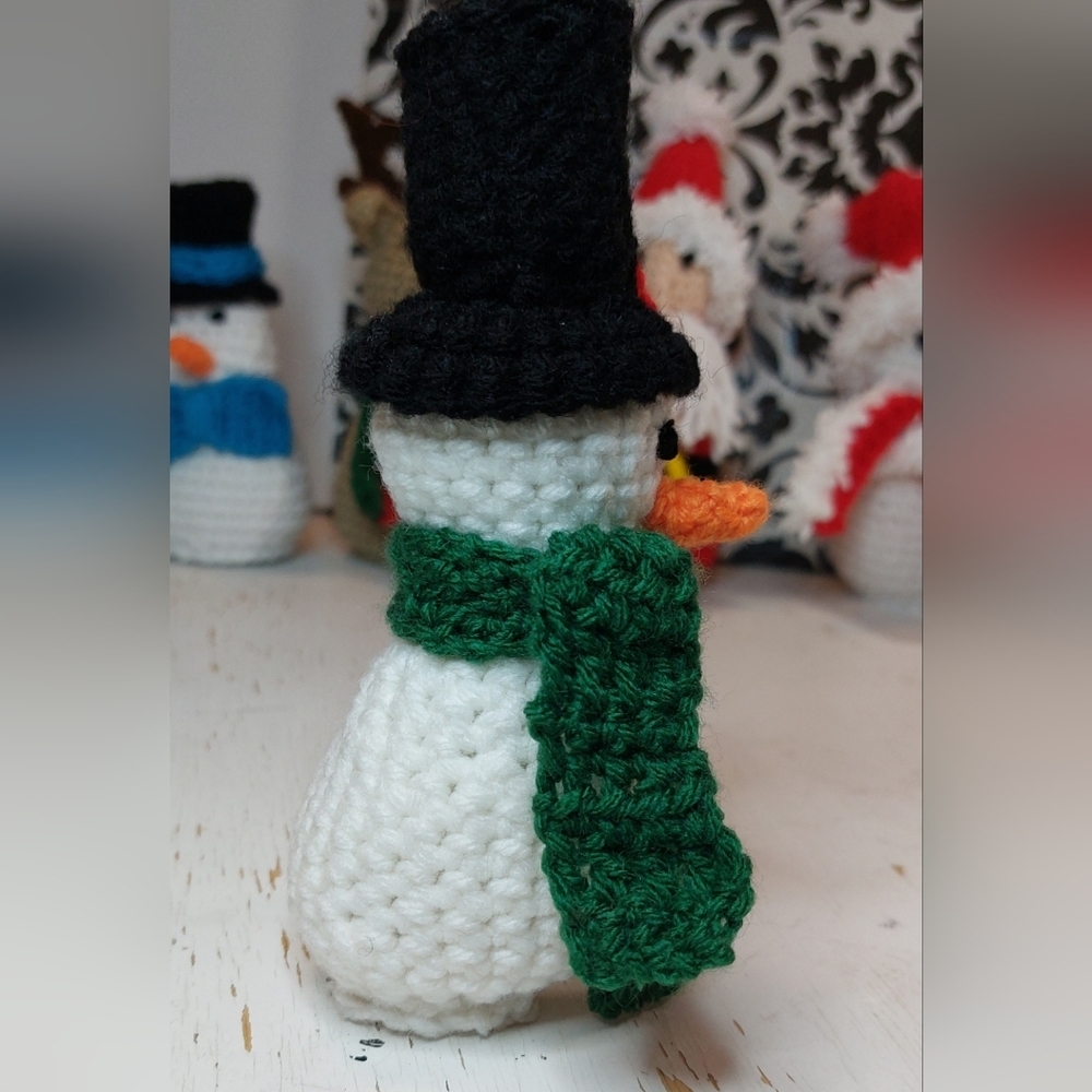 Christmas Mr. Green Scarf Snowman Handmade by me Holiday Decoration Unique Gift - Picture 2 of 6